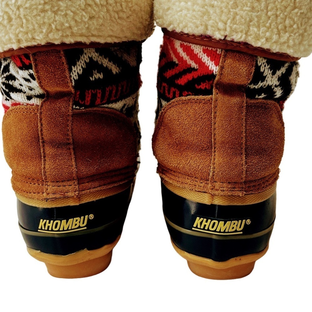 Khombu Jenna Sherpa Lined Duck Boots, Size 7, Navy & Tan - Picture 4 of 7